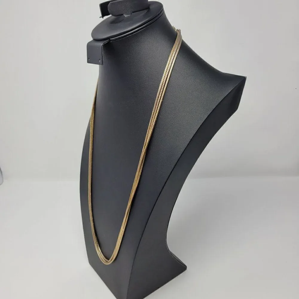 Vintage Signed Anne‎ Klein Gold Tone Multi Strand Popcorn Chain Opera Necklace